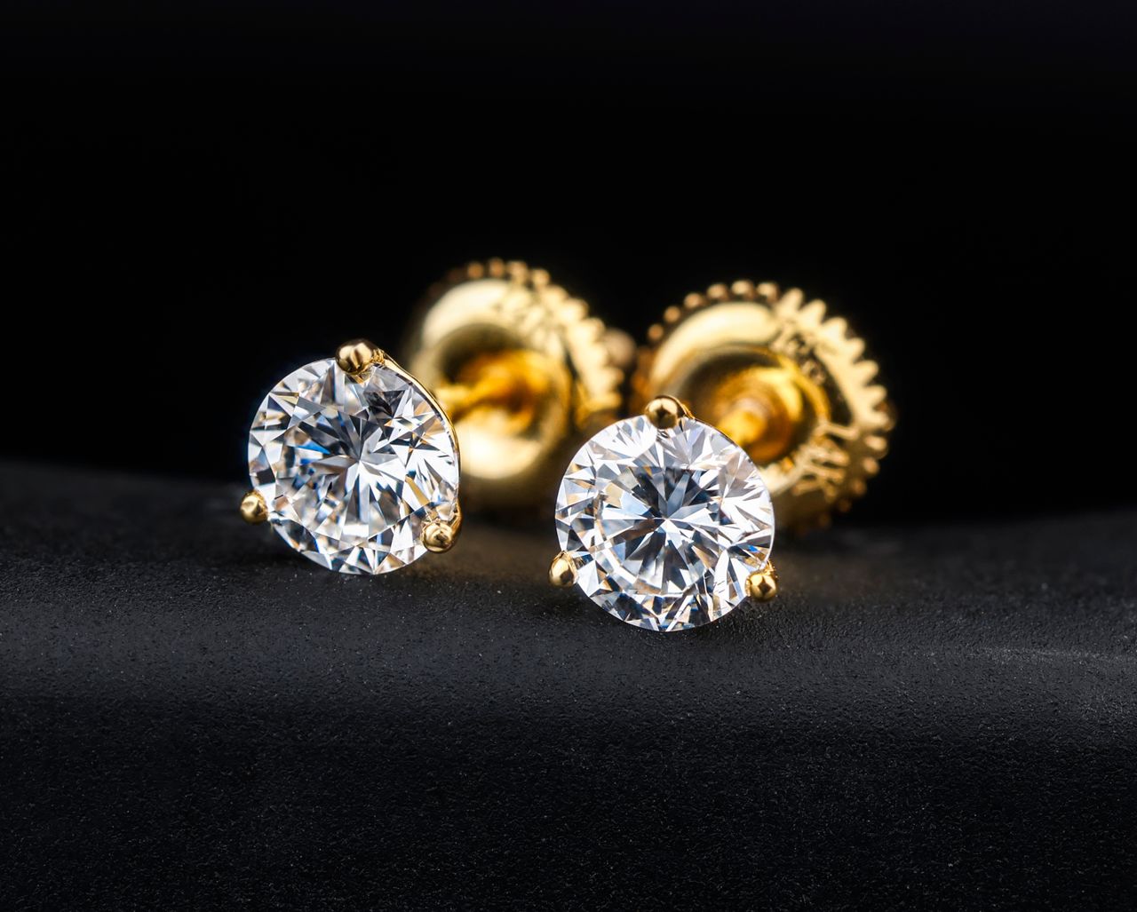 Dew Drop Studs, Silver, lab-grown diamonds